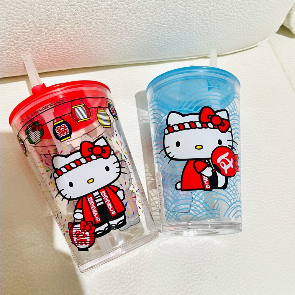 Hellokitty 2 Plastic Cup With Straw - image 1